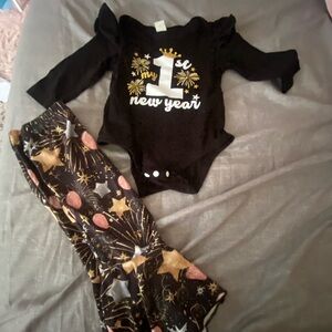 Black and Gold New Year Baby Outfit